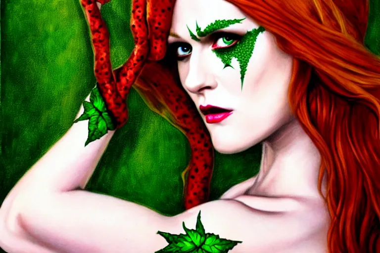 Prompt: portrait of evan rachel wood as poison ivy, detailed