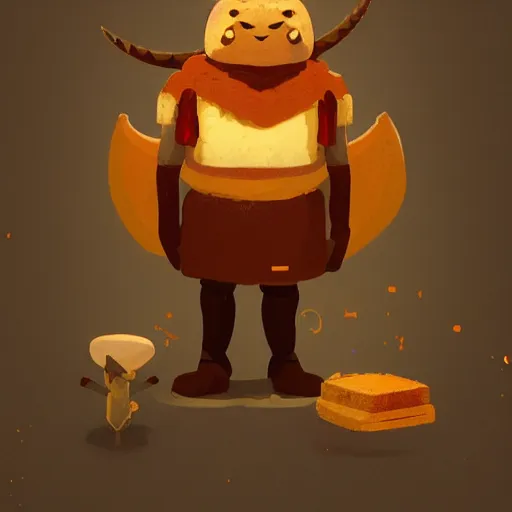 Prompt: portrait of mr viking cinnamon toast, bread type pokemon, strong pixar wheat bread warrior, volumetric lighting, dynamic composition, art by sachin teng and sergey kolesov and ruan jia and heng z, scifi, fantasy, hyper detailed, ultra realistic, sharp focus, wildlife photography, national geographic, octane render, concept art