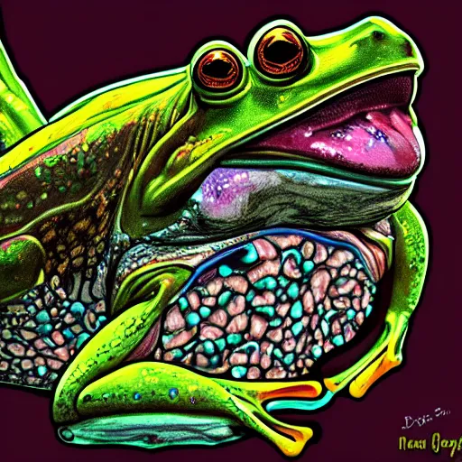 Image similar to a frog inside a persons throat, digital art, hyper detailed