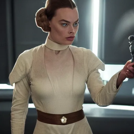 Prompt: Margot robbie as princess Leia