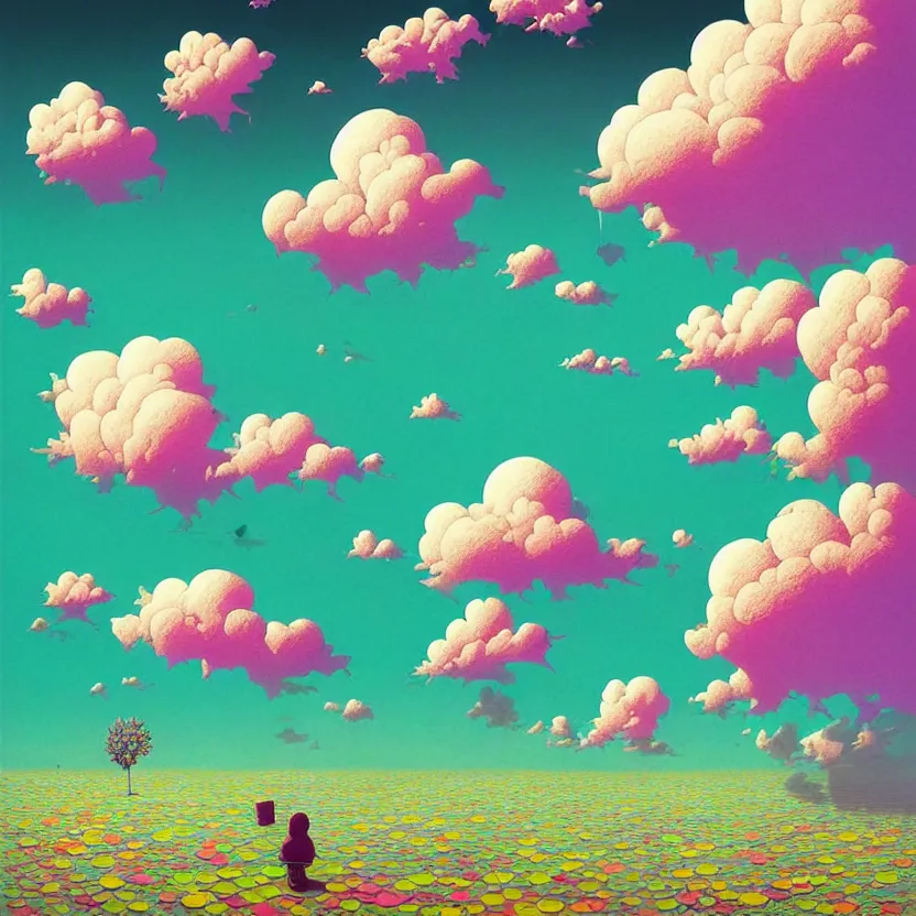 Image similar to white sea cloud, summer morning, very coherent and colorful high contrast, art by! gediminas pranckevicius! geof darrow, pastel color, volumetric lighting, cinematic, floralpunk screen printing woodblock, dark shadows, hard lighting, stippling art