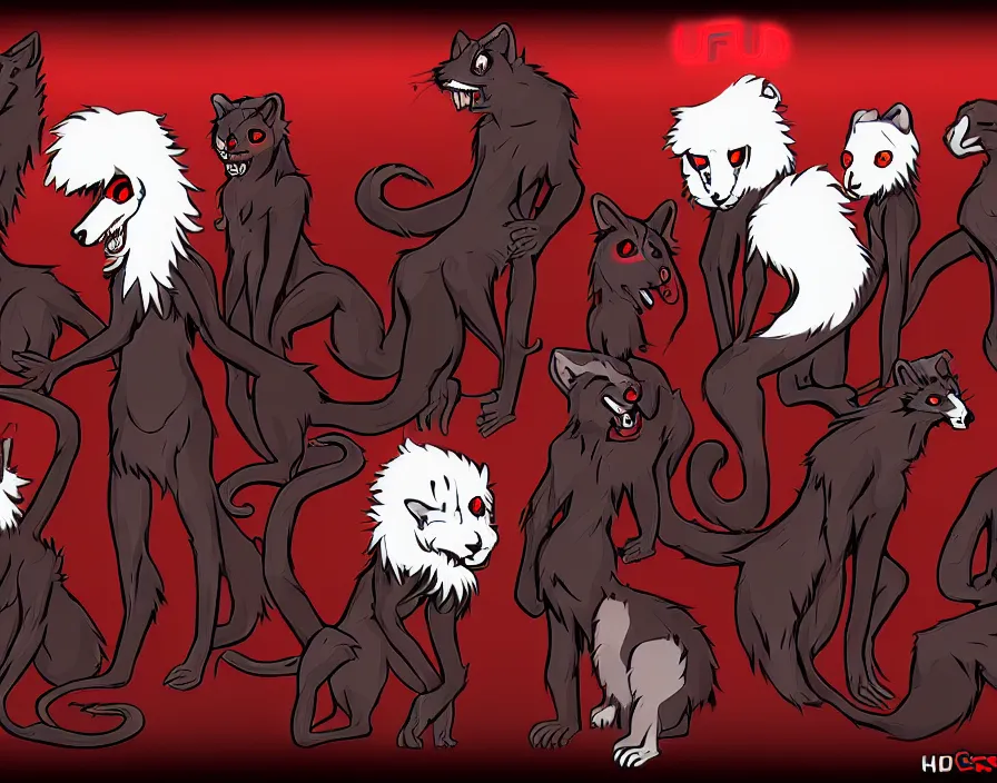 Image similar to furry - male - red - black - weasel - necromancer - fursona uhd ue 5 visual novel pc game expressions