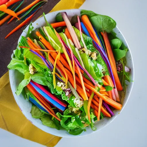 Image similar to a coleau salad with rainbow carrots