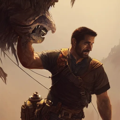 Image similar to Joe Biden in the role of Nathan Drake, western, D&D, fantasy, intricate, elegant, highly detailed, digital painting, artstation, concept art, matte, sharp focus, illustration, art by Artgerm and Greg Rutkowski and Alphonse Mucha