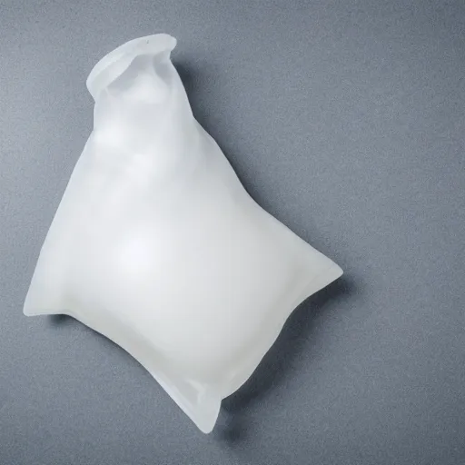Image similar to Ice sculpture form of hot water bag, white background