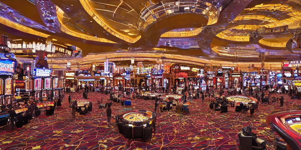 Image similar to interior of the las vegas casino megastructure, hyper realistic, inteicate detailed masterpiece, hd