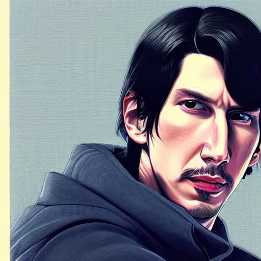 Prompt: adam driver portrait as a manga character, realistic shaded perfect face, fine details. anime. realistic shaded lighting poster by ilya kuvshinov katsuhiro otomo ghost - in - the - shell, magali villeneuve, artgerm, jeremy lipkin and michael garmash and rob rey