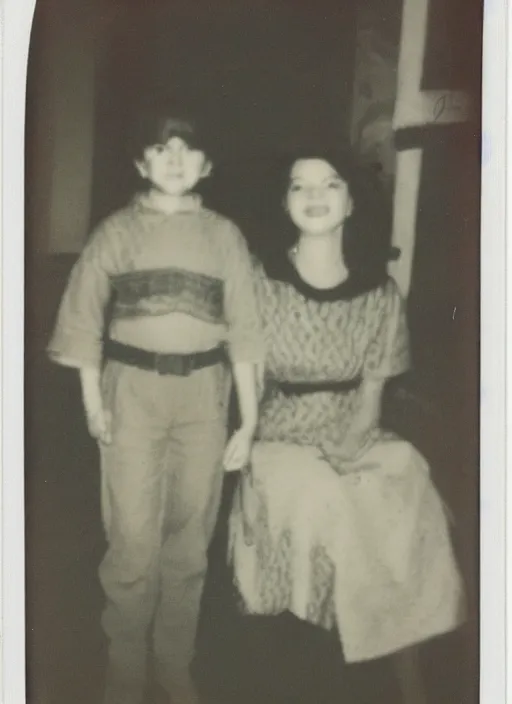 Prompt: old vintage polaroid photo of tali and yosi