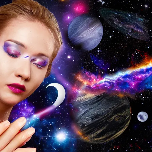 Prompt: Liminal space in outer space, special effects makeup