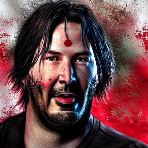 Image similar to hyperrealistic mixed media image of Morbidly Obese Keanu Reeves Chicago Bulls basketball, stunning 3d render inspired art by István Sándorfi and Greg Rutkowski, perfect facial symmetry, realistic, highly detailed attributes and atmosphere, dim volumetric cinematic lighting, 8k octane extremely hyper-detailed render, post-processing, masterpiece,