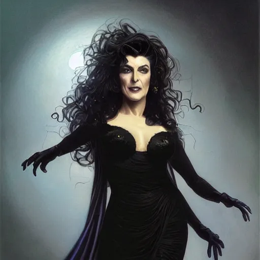 Image similar to ultra realistic illustration, deanna troi as death of the endless, the sandman, intricate, elegant, highly detailed, digital painting, artstation, concept art, smooth, sharp focus, illustration, art by artgerm and greg rutkowski and alphonse mucha