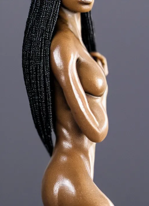 Prompt: 80mm resin detailed miniature of modern black woman, beautiful bone structure, symmetrical facial features, Product Introduction Photos, 4K, Full body, view from behind