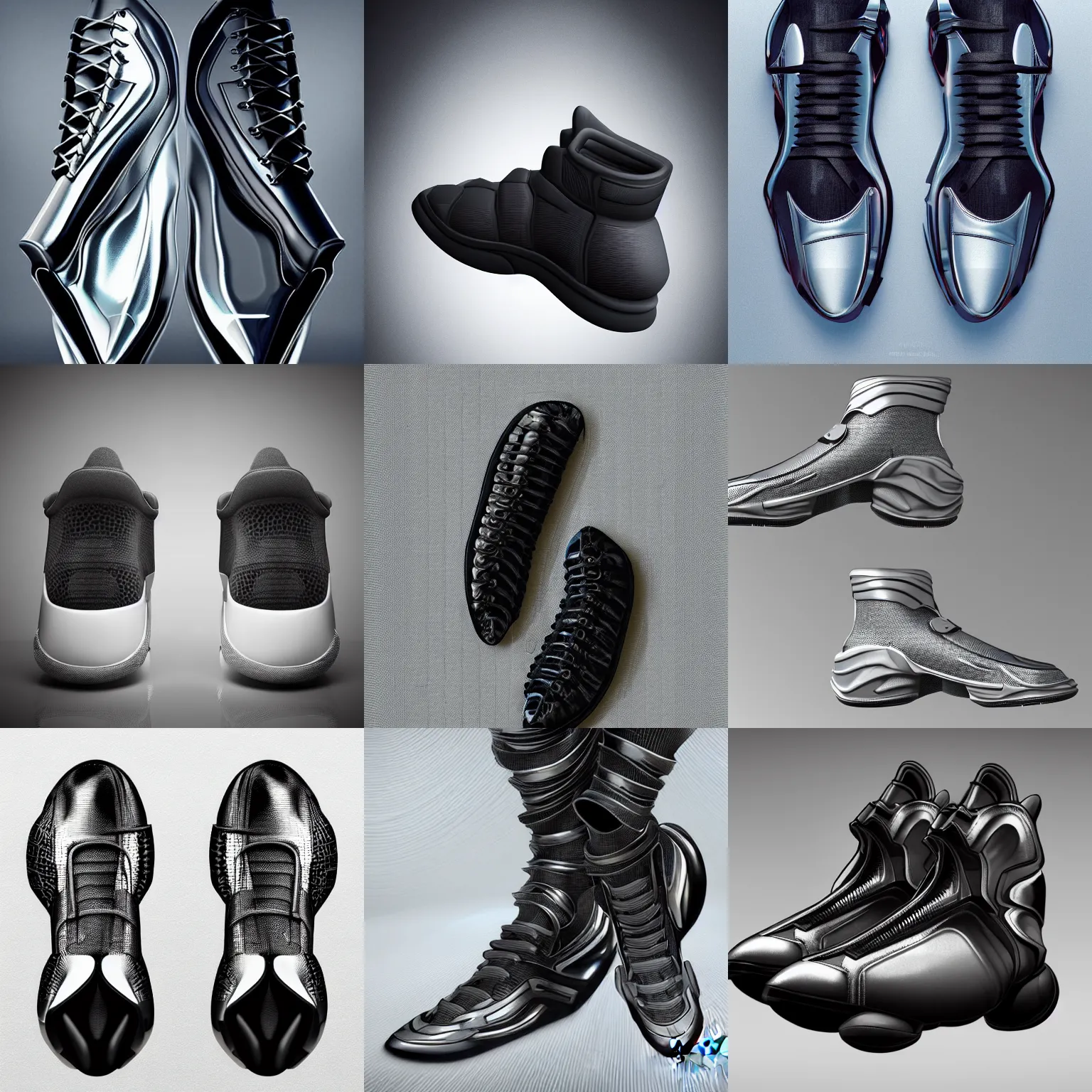 futuristic balenciaga and vetements sneakers in giger