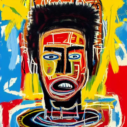 Image similar to A extremely highly detailed majestic hi-res beautiful immaculate head and shoulders painting of a strong black african man by Jean-Michel Basquiat, 8k, high textures, hyper sharp, insanely detailed and intricate, super detailed, 4k HDR high quality