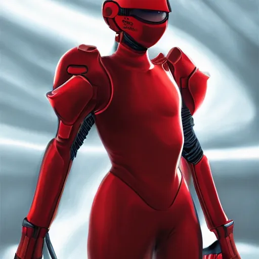 Prompt: portrait of a beautiful female soldier, no makeup, in glossy sleek white armor inspired by samus aran and a long red cape, head tilted back, determined expression, no helmet, on the surface of mars, cinematic, sci-fi, hyperrealistic, detailed