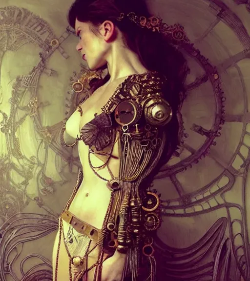 Prompt: woman model, intricate steampunk, clothes in a bedroom!!!!!!!!!!!!!!!!!!!!, vaporwave, intricate clothes, elegant, highly detailed, digital painting, artstation, concept art, smooth, sharp focus, illustration, art by krenz cushart and artem demura and alphonse mucha