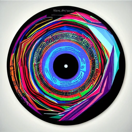 Prompt: an amazing artwork on a vinyl record