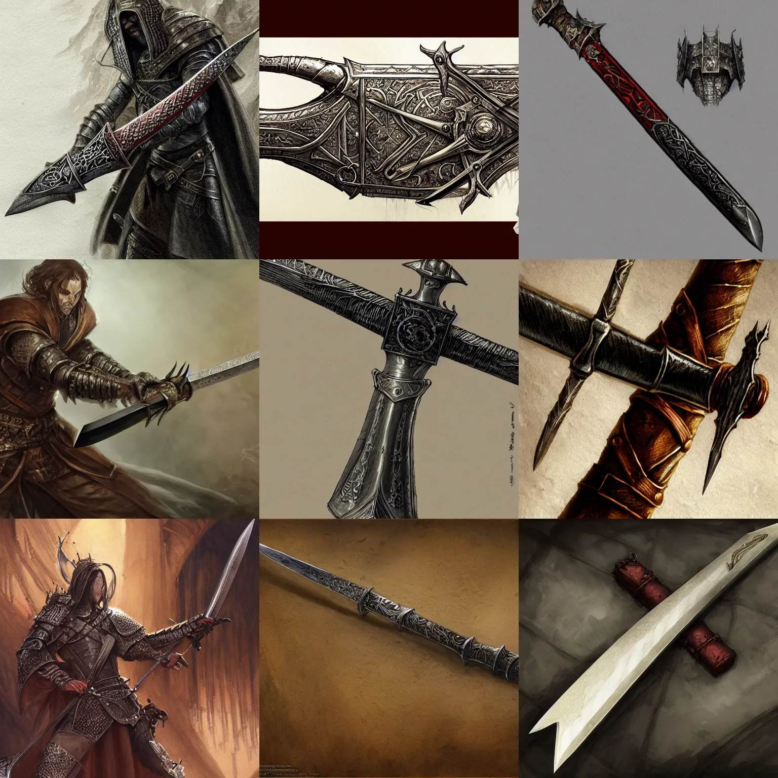 Prompt: hand brandish medieval sword, mtg, d & d, legend of the cryptids, highly detailed, artstation, concept art, sharp focus, john howe, briclot, rutkowski