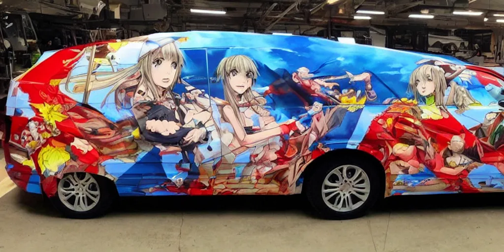 Prompt: putin, anime car wrap