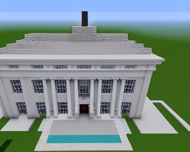 Image similar to Joe Biden White House built in Minecraft