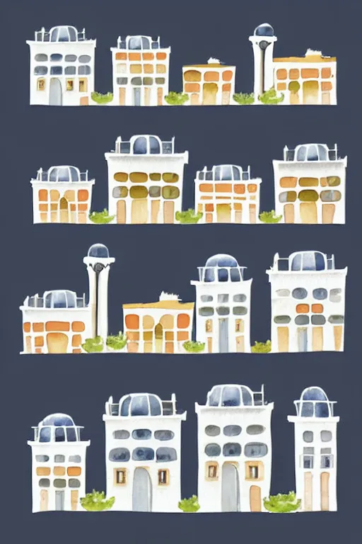 Prompt: minimalist watercolor art of houses in istanbul, illustration, vector art