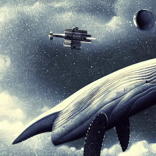 Image similar to a spaceship flies away abandoning a whale explorer on an alien world, sci-fi digital art illustration,