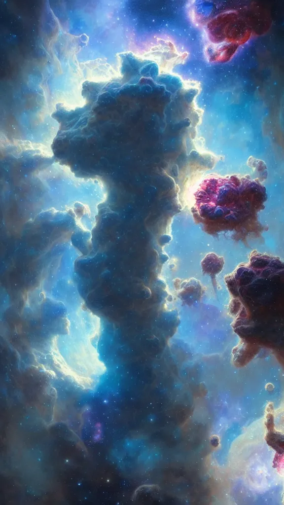 Prompt: psychedelic transcendent puffs! of smoke, space, supernova, nebulae, pillars of creation, high contrast lighting, highly detailed, concept art, art by collier, albert aublet, krenz cushart, artem demura, alphonse mucha