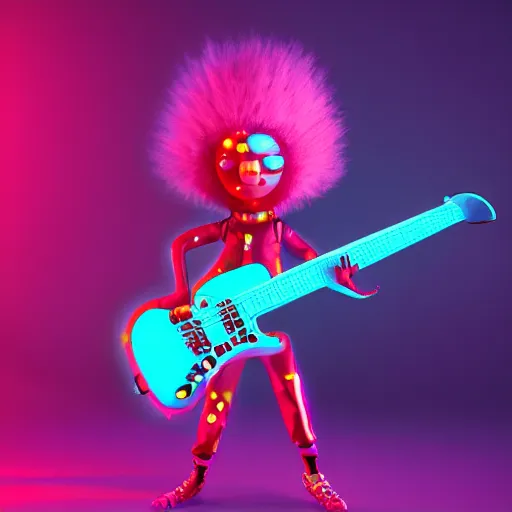 Prompt: candypunk rockstar, character design, high quality digital art, render, octane, redshift, volumetric lighting, oled