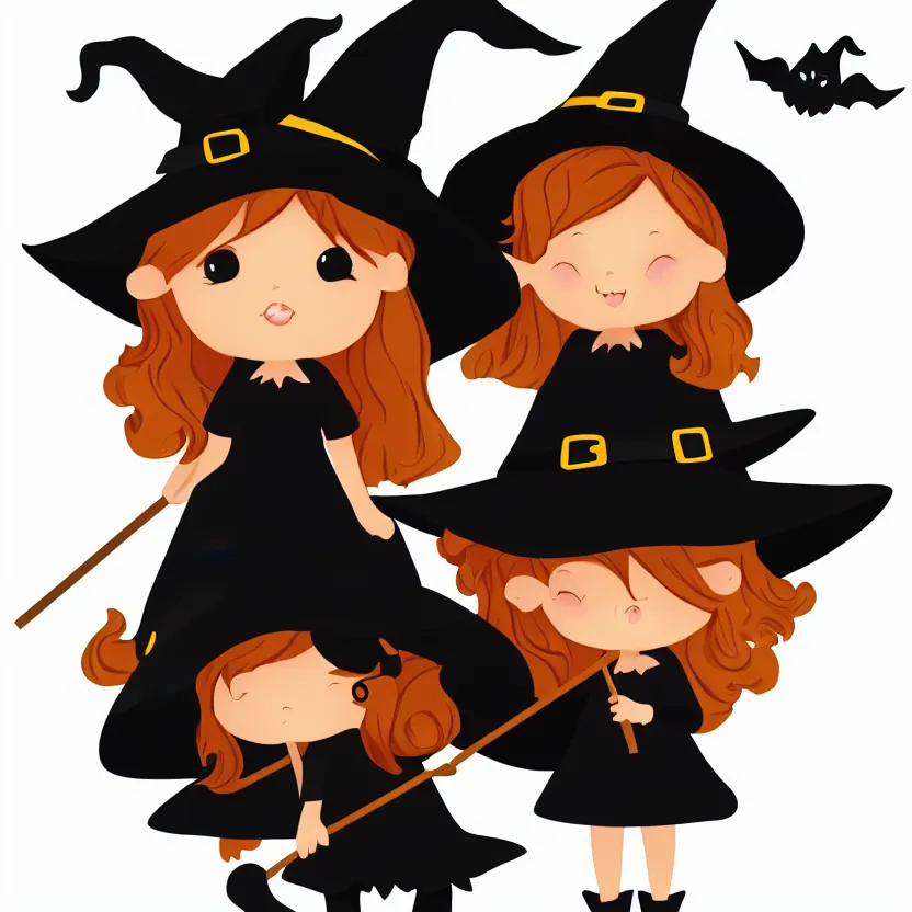 Prompt: cute witch, clip art, trending on artstation, 8 k,