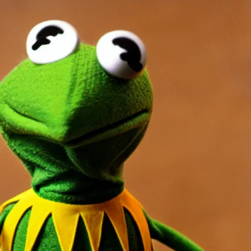 Image similar to Kermit the Frog is the latest Bond girl in 007, movie still, 4k ultra HD