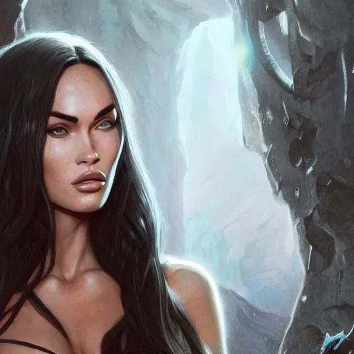 Image similar to megan fox, d & d, fantasy, portrait, highly detailed, digital painting, trending on artstation, concept art, sharp focus, illustration, art by artgerm and greg rutkowski and magali villeneuve