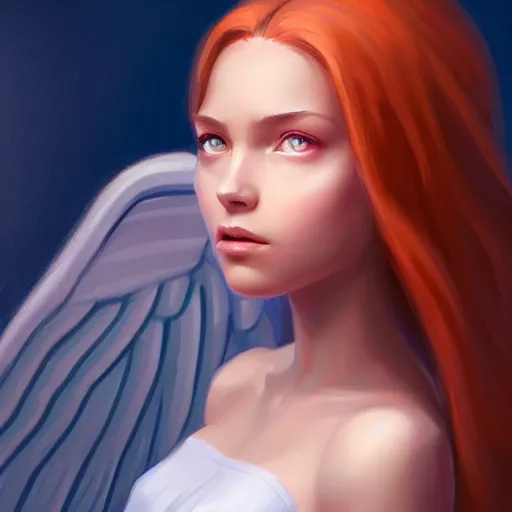 Prompt: 3 / 4 view of a portrait of a girl with wings with wings, confident pose, digital painting, artstation, concept art, smooth, sharp focus, illustration, trending on artstation, highly detailed, concept art, marvel comic, disney, pixar, trending on artstation h 6 4 0