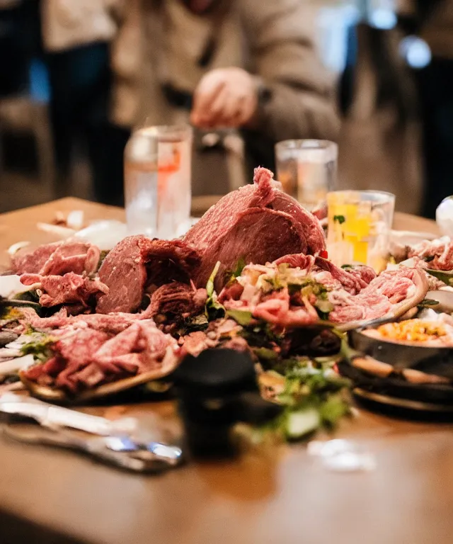 Prompt: high quality presentation photo of vicious anthropomorphic rats eating meat, photography 4k f1.8 anamorphic bokeh 4k Canon Nikon