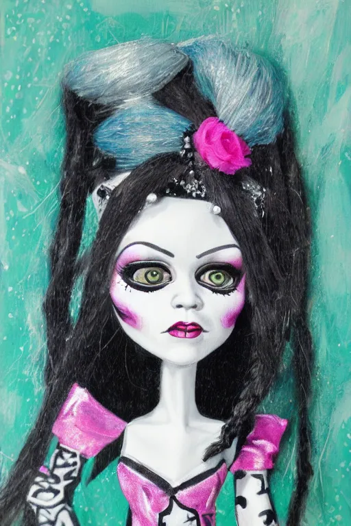 Image similar to Detailed painting of a Monster High Voltageous Frankie Stein Doll portrait