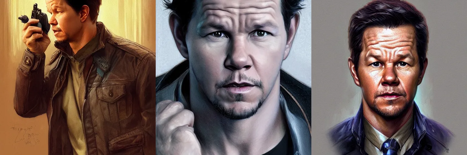 Prompt: portrait of Mark Wahlberg as a detective, highly detailed, digital painting, artstation, concept art, sharp focus, illustration, art by artgerm and greg rutkowski and alphonse mucha