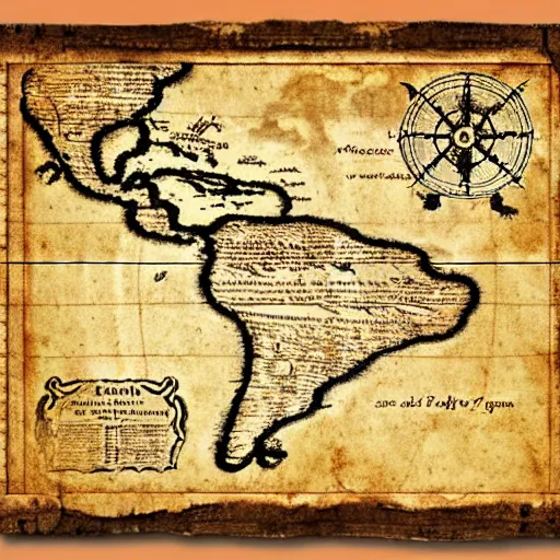 Image similar to ancient pirate treasure map printed on parchment