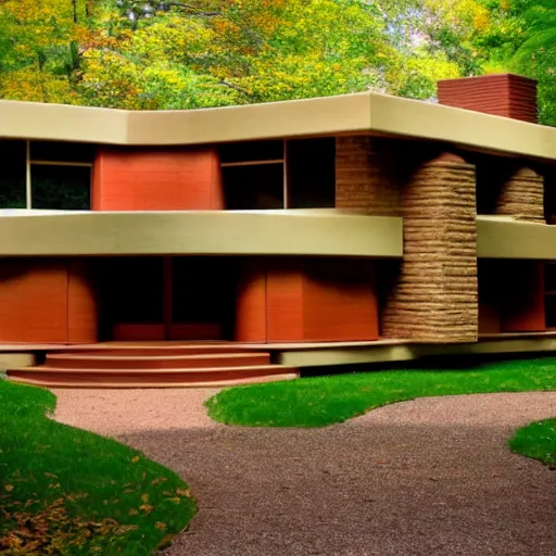 Prompt: a cubist frank lloyd wright house