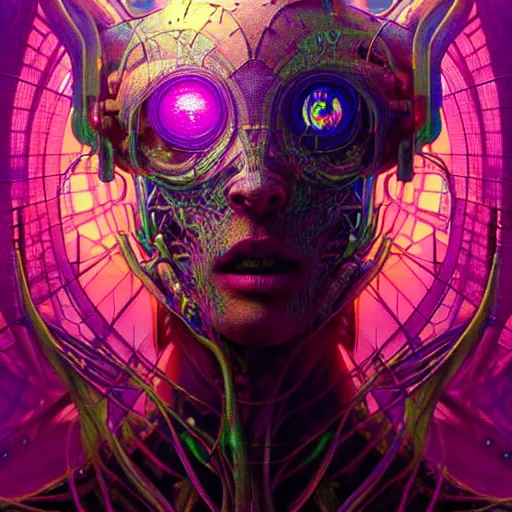 Image similar to extremely psychedelic beautiful brutalist cyborg organism infected by night. intricate, elegant, highly detailed, extremely lifelike photorealistic digital painting, artstation. steichen, gaston bussiere, tom bagshaw, brutalist cyberpunk alphonse mucha. elegant minimalism. anatomically correct vasculature. sharp focus. surreal lush cosmic hallucination