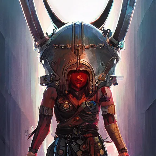 Image similar to cyberpunk viking helmet mask warrior goddess robot ninja fantasy, art gta 5 cover, official fanart behance hd artstation by jesper ejsing, by rhads, makoto shinkai and lois van baarle, ilya kuvshinov, ossdraws