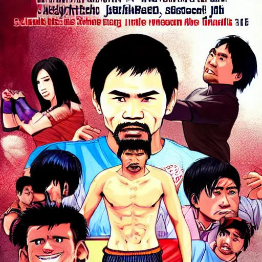 Image similar to ashita no joe with manny pacquiao as the main character