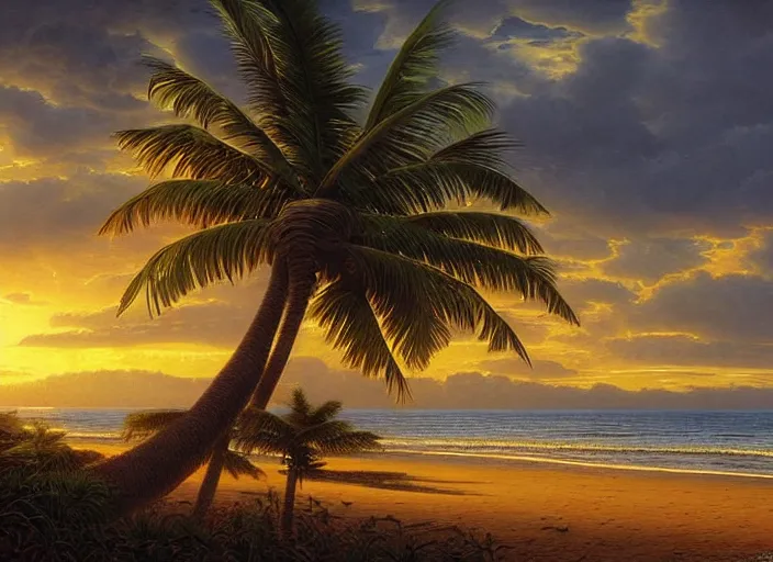 Image similar to a beautiful tropical beach by ivan fedorovich choultse, cinematic lighting