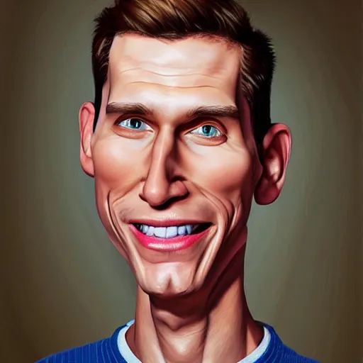 Image similar to Caricature portraits done of Jerma, realistic, hyperrealistic, very realistic, highly detailed, very detailed, extremely detailed, detailed, oil painting, digital art, trending on artstation