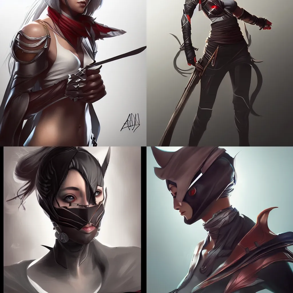 Prompt: assassin concept design by artgerm, artstation