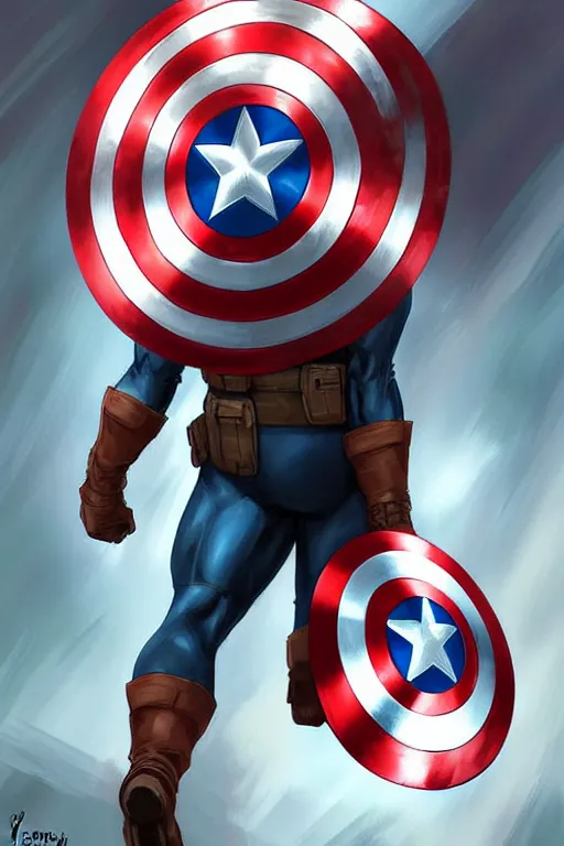 Image similar to Captain America high quality digital painting in the style of Cushart, Krenz