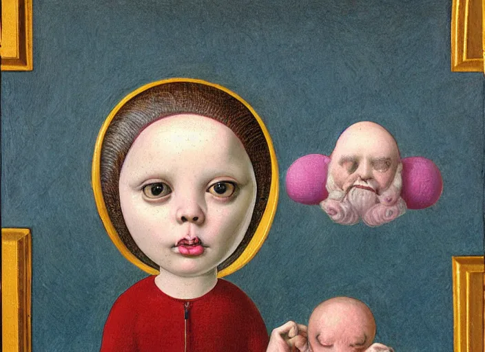 Prompt: a portrait of an inventor, lowbrow in the style of mark ryden and fra angelico,