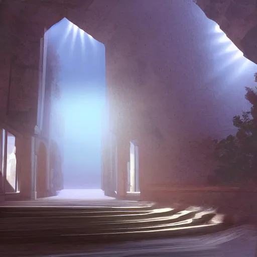 Image similar to the grand entrance, art by kotaro chiba, volumetric lighting