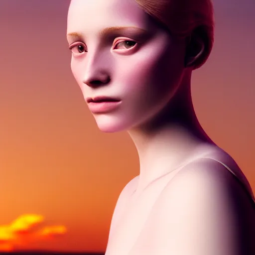 Image similar to photographic portrait of a stunningly beautiful english renaissance female in soft dreamy light at sunset, beside the river, soft focus, contemporary fashion shoot, in a denis villeneuve and tim burton movie, by edward robert hughes, annie leibovitz and steve mccurry, david lazar, jimmy nelsson, extremely detailed, breathtaking, hyperrealistic, perfect face, octane render