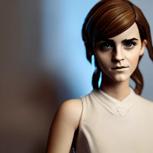 Image similar to plastic toy cute figurine of emma watson, blender, unreal engine, concept art, octane render, highly detailed, smooth, sharp focus