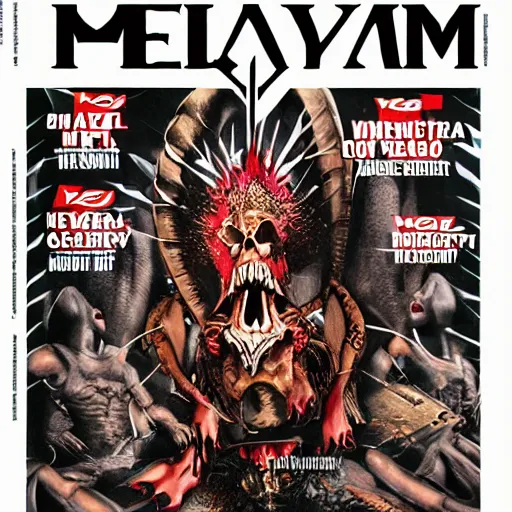 Prompt: Heavy metal magazine cover art