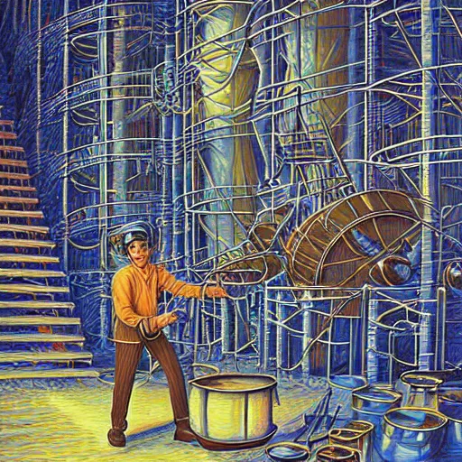 Image similar to drummer in metal refinery by rob gonsalves